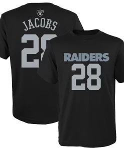 Youth Josh Jacobs Black Oakland Raiders Mainliner Player Name & Number T-Shirt -MLB Shop 4288144 ALT