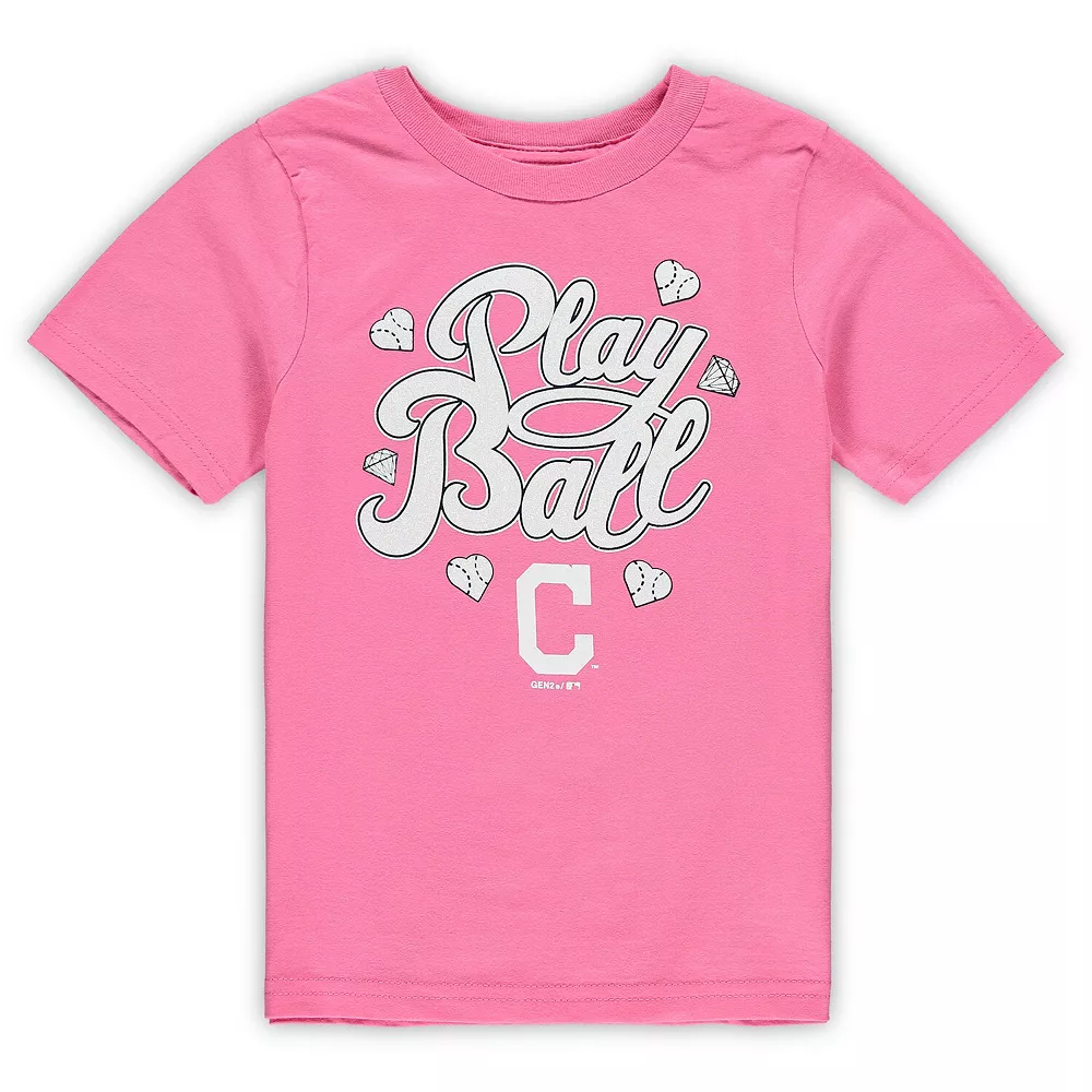 Preschool Pink Cleveland Indians Ball Girl T-Shirt 2 Preschool Pink Cleveland Indians Ball Girl T-Shirt - Image 2