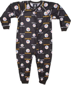 Pittsburgh Steelers Toddler Piped Raglan Full Zip Coverall - Black