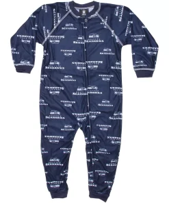 Seattle Seahawks Toddler Piped Raglan Full Zip Coverall - College Navy