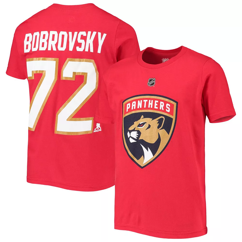 Youth Sergei Bobrovsky Red Florida Panthers Name & Number T-Shirt 2 Youth Sergei Bobrovsky Red Florida Panthers Name & Number T-Shirt - Image 2