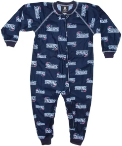 New England Patriots Toddler Piped Raglan Full Zip Coverall - Navy Blue