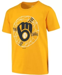 Youth Gold Milwaukee Brewers Digi-Ball T-Shirt -MLB Shop 4372725 ALT2