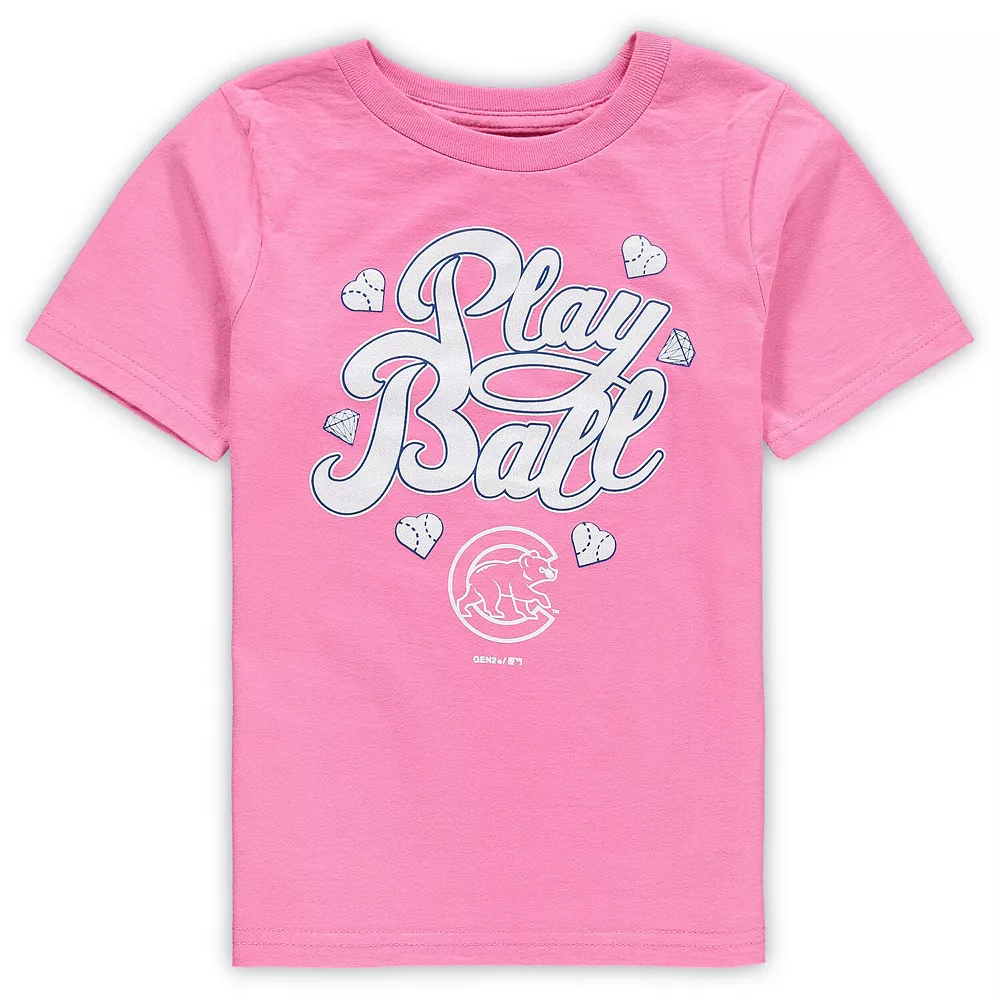 Preschool Pink Chicago Cubs Ball Girl T-Shirt 1 Preschool Pink Chicago Cubs Ball Girl T-Shirt