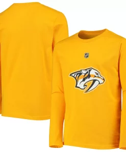 Youth Gold Nashville Predators Primary Logo Long Sleeve T-Shirt -MLB Shop 4374131 ALT