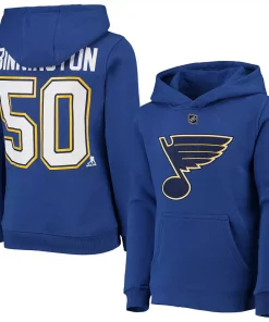 Youth Jordan Binnington Blue St. Louis Blues Player Name & Number Hoodie