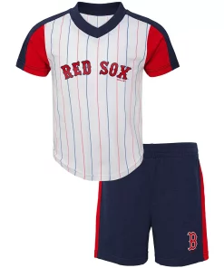 Preschool White/Navy Boston Red Sox The Lineup V-Neck & Shorts Set