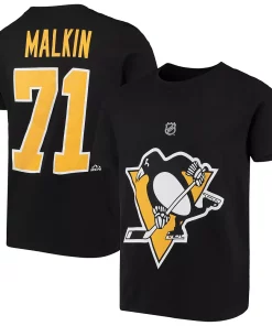 Alternative view of Youth Evgeni Malkin Black Pittsburgh Penguins Player Name & Number T-Shirt