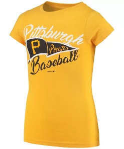 Girls Youth Gold Pittsburgh Pirates Fly the Flag T-Shirt -MLB Shop 4375012 ALT2