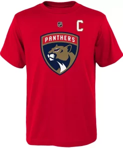 Youth Aleksander Barkov Red Florida Panthers Name & Number T-Shirt -MLB Shop 4375021 ALT2