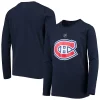 Youth Navy Montreal Canadiens Primary Logo Long Sleeve T-Shirt