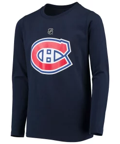 Youth Navy Montreal Canadiens Primary Logo Long Sleeve T-Shirt -MLB Shop 4375089 ALT2