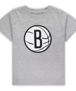 Preschool Heathered Gray Brooklyn Nets Primary Team Logo T-Shirt