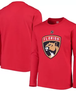 Youth Red Florida Panthers Primary Logo Long Sleeve T-Shirt