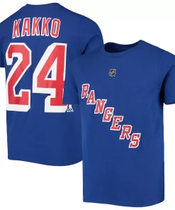 Youth Kaapo Kakko Blue New York Rangers Player Name & Number T-Shirt