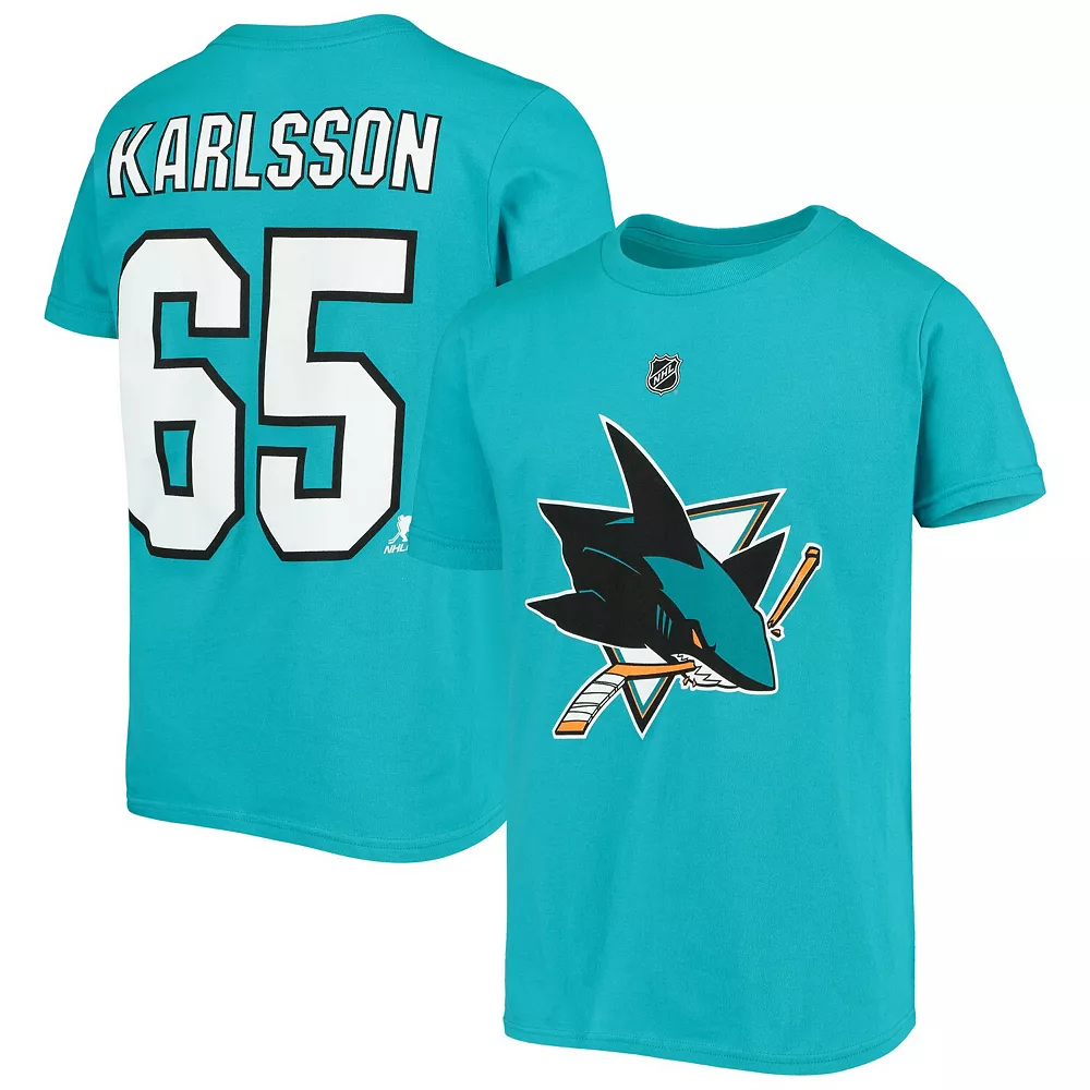 Youth Erik Karlsson Teal San Jose Sharks Player Name & Number T-Shirt 1 Youth Erik Karlsson Teal San Jose Sharks Player Name & Number T-Shirt