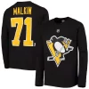 Youth Evgeni Malkin Black Pittsburgh Penguins Authentic Stack Long Sleeve Name & Number T-Shirt