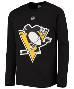 Youth Evgeni Malkin Black Pittsburgh Penguins Authentic Stack Long Sleeve Name & Number T-Shirt -MLB Shop 4382224 ALT2
