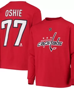 Youth TJ Oshie Red Washington Capitals Authentic Stack Long Sleeve Name & Number T-Shirt