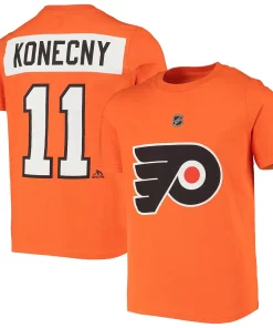 Youth Travis Konecny Orange Philadelphia Flyers Name & Number T-Shirt