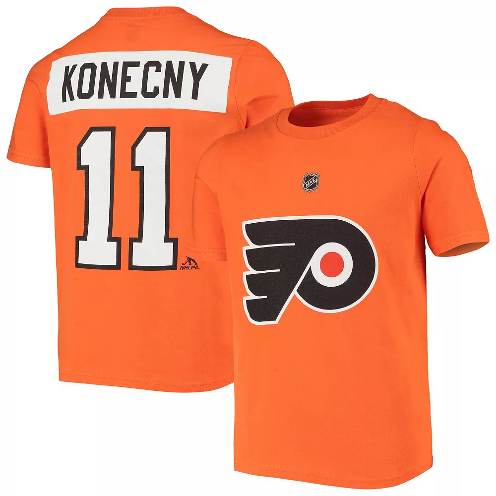 Youth Travis Konecny Orange Philadelphia Flyers Name & Number T-Shirt 2 Youth Travis Konecny Orange Philadelphia Flyers Name & Number T-Shirt - Image 2