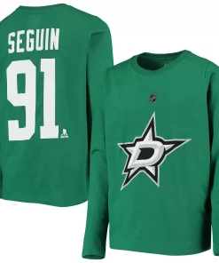 Youth Tyler Seguin Kelly Green Dallas Stars Authentic Stack Long Sleeve Name & Number T-Shirt