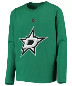 Youth Tyler Seguin Kelly Green Dallas Stars Authentic Stack Long Sleeve Name & Number T-Shirt -MLB Shop 4385474 ALT2