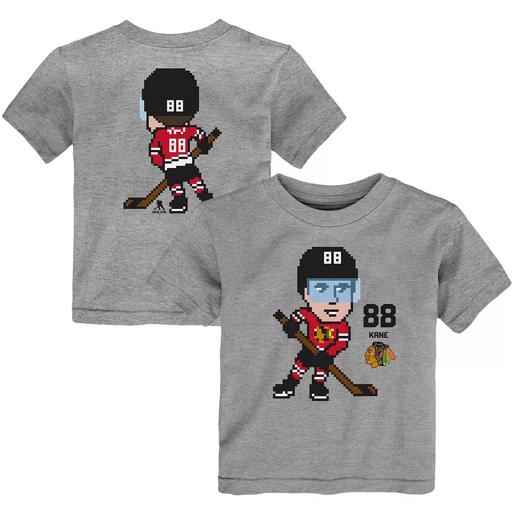 Toddler Patrick Kane Heathered Gray Chicago Blackhawks Pixel Player T-Shirt 1 Toddler Patrick Kane Heathered Gray Chicago Blackhawks Pixel Player T-Shirt