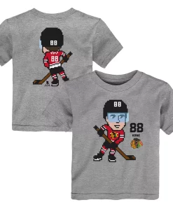 Alternative view of Toddler Patrick Kane Heathered Gray Chicago Blackhawks Pixel Player T-Shirt