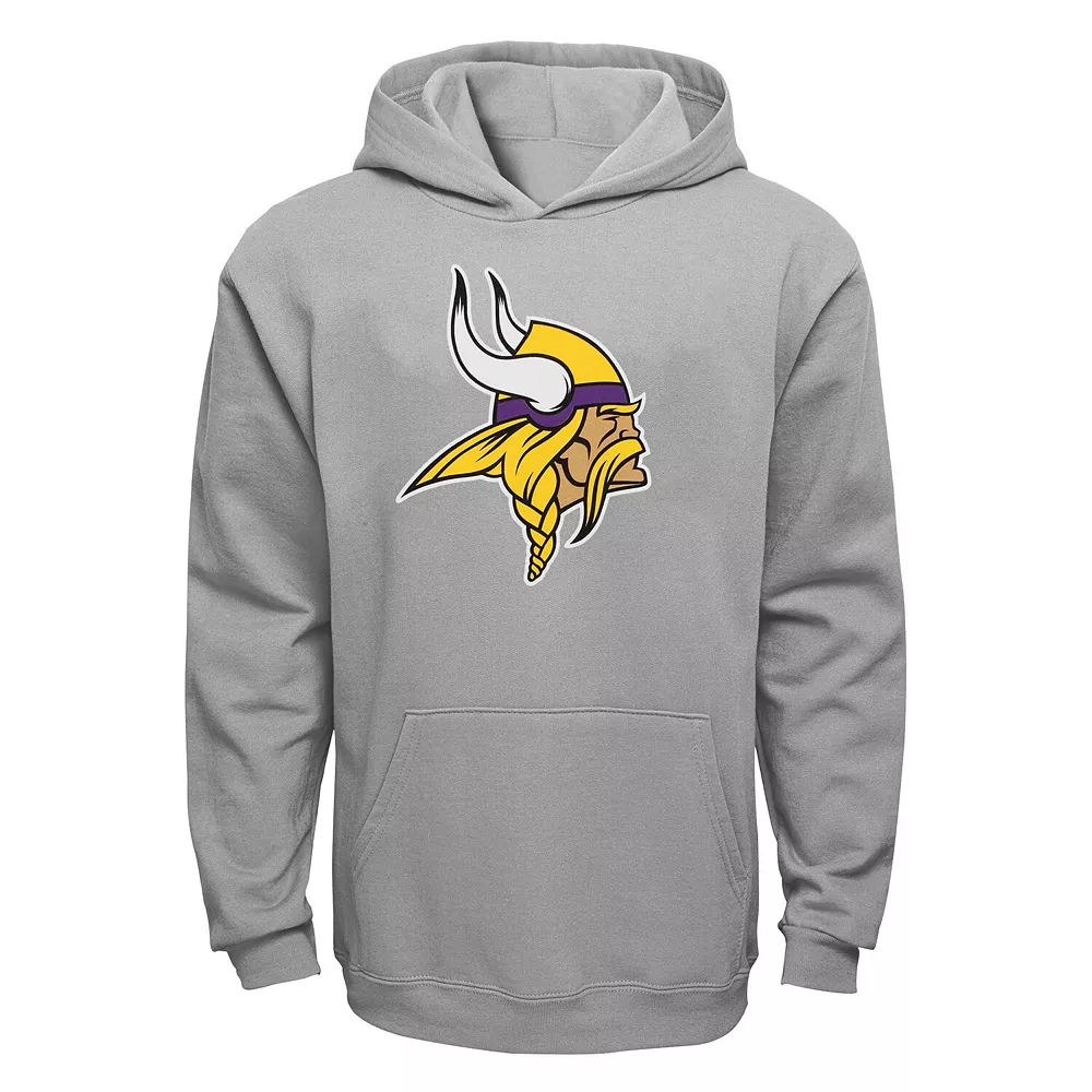 Youth Gray Minnesota Vikings Current Logo Pullover Hoodie 1 Youth Gray Minnesota Vikings Current Logo Pullover Hoodie