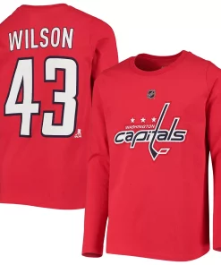 Alternative view of Youth Tom Wilson Red Washington Capitals Authentic Stack Long Sleeve Name & Number T-Shirt