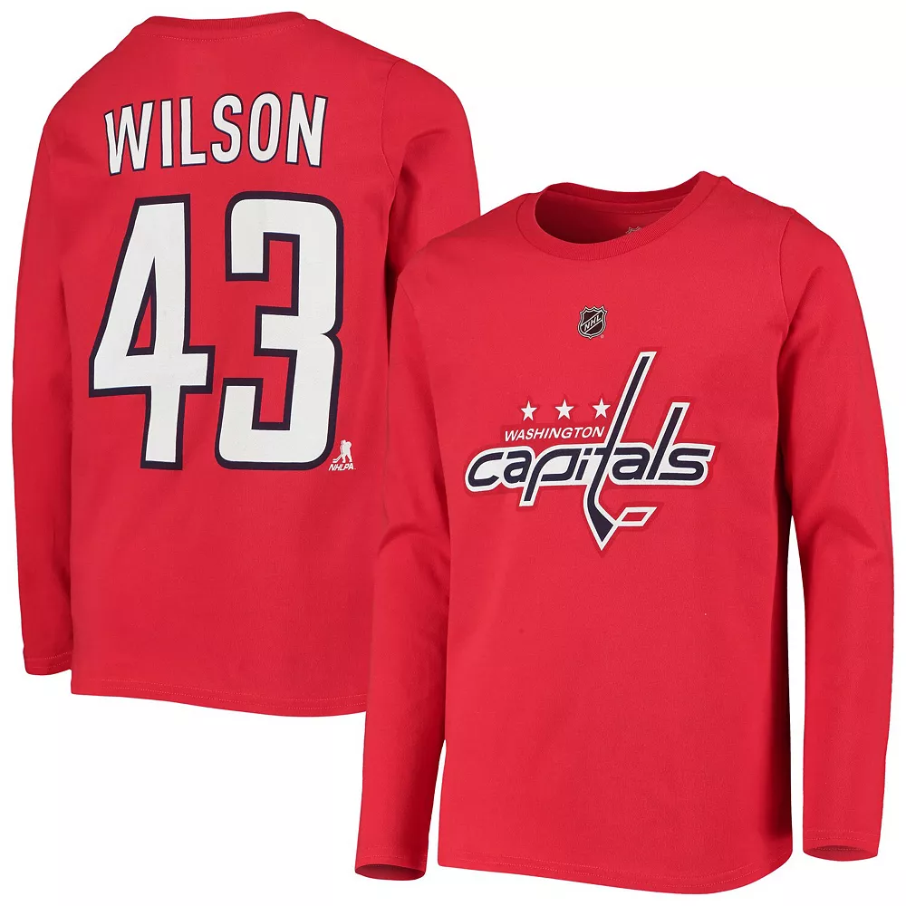 Youth Tom Wilson Red Washington Capitals Authentic Stack Long Sleeve Name & Number T-Shirt 2 Youth Tom Wilson Red Washington Capitals Authentic Stack Long Sleeve Name & Number T-Shirt - Image 2