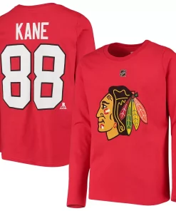 Youth Patrick Kane Red Chicago Blackhawks Authentic Stack Long Sleeve Name & Number T-Shirt -MLB Shop 4388831 ALT