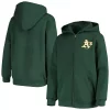 Youth Green Oakland Athletics Logo Full-Zip Hoodie