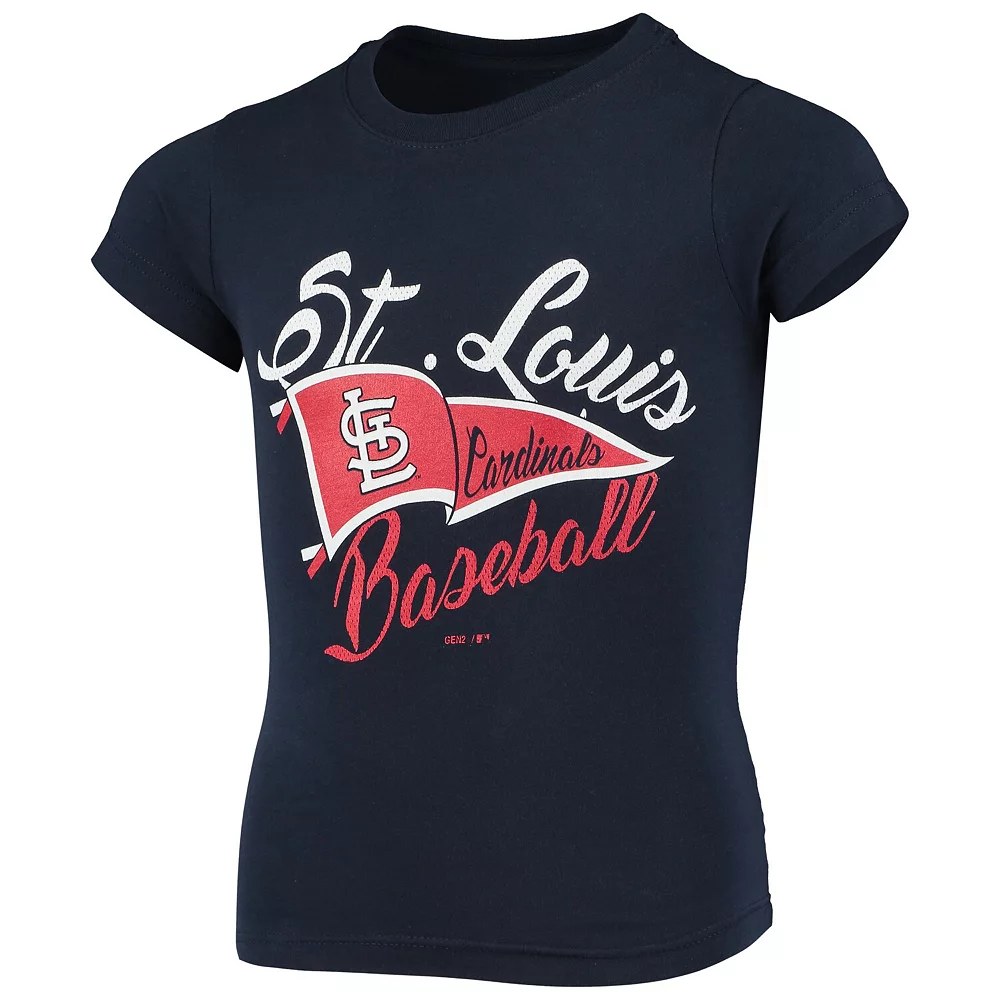 Girls Youth Navy St. Louis Cardinals Fly the Flag T-Shirt 2 Girls Youth Navy St. Louis Cardinals Fly the Flag T-Shirt - Image 2