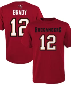 Alternative view of Youth Tom Brady Red Tampa Bay Buccaneers Mainliner Player Name & Number T-Shirt