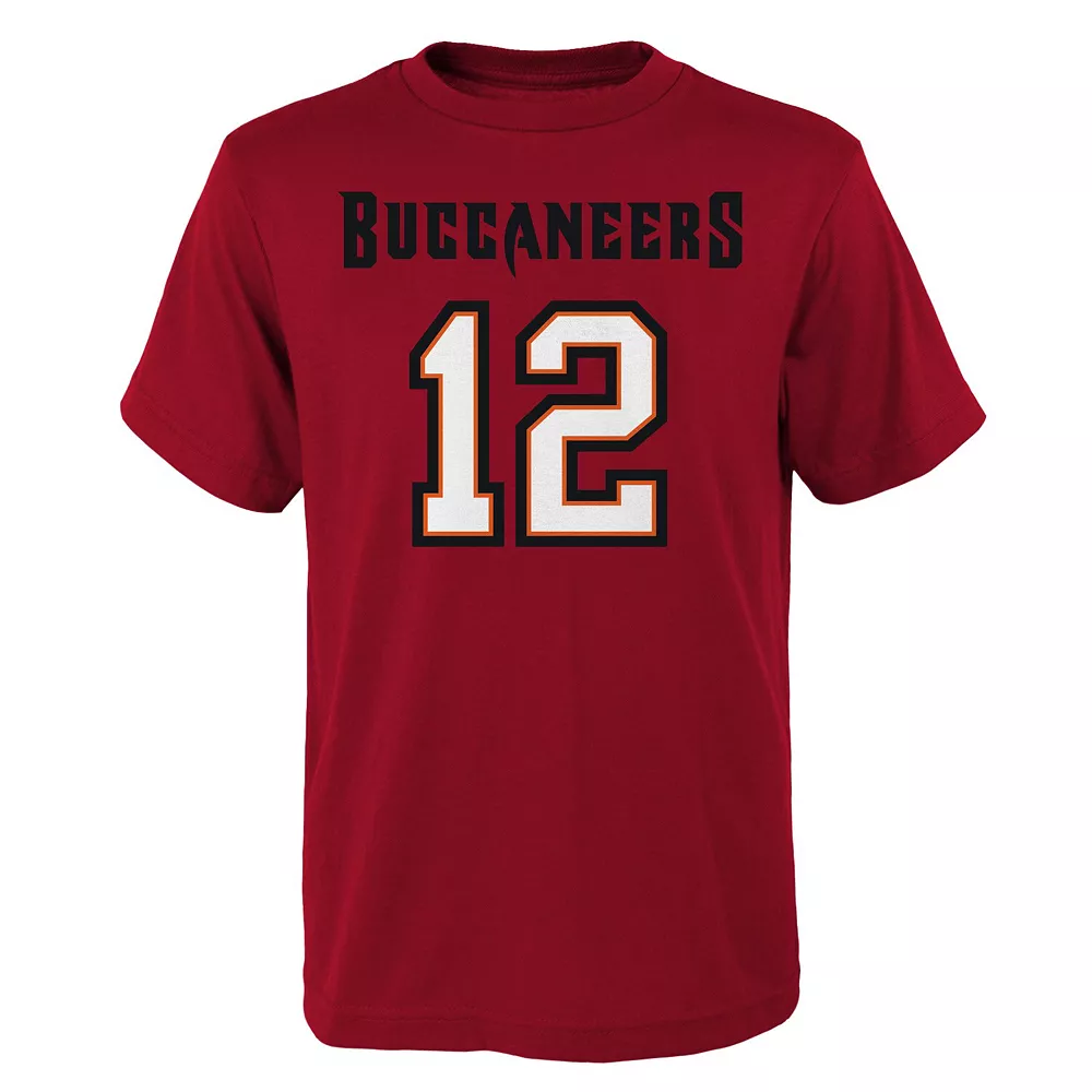 Youth Tom Brady Red Tampa Bay Buccaneers Mainliner Player Name & Number T-Shirt 3 Youth Tom Brady Red Tampa Bay Buccaneers Mainliner Player Name & Number T-Shirt - Image 3