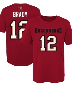 Alternative view of Preschool Tom Brady Red Tampa Bay Buccaneers Mainliner Player Name & Number T-Shirt