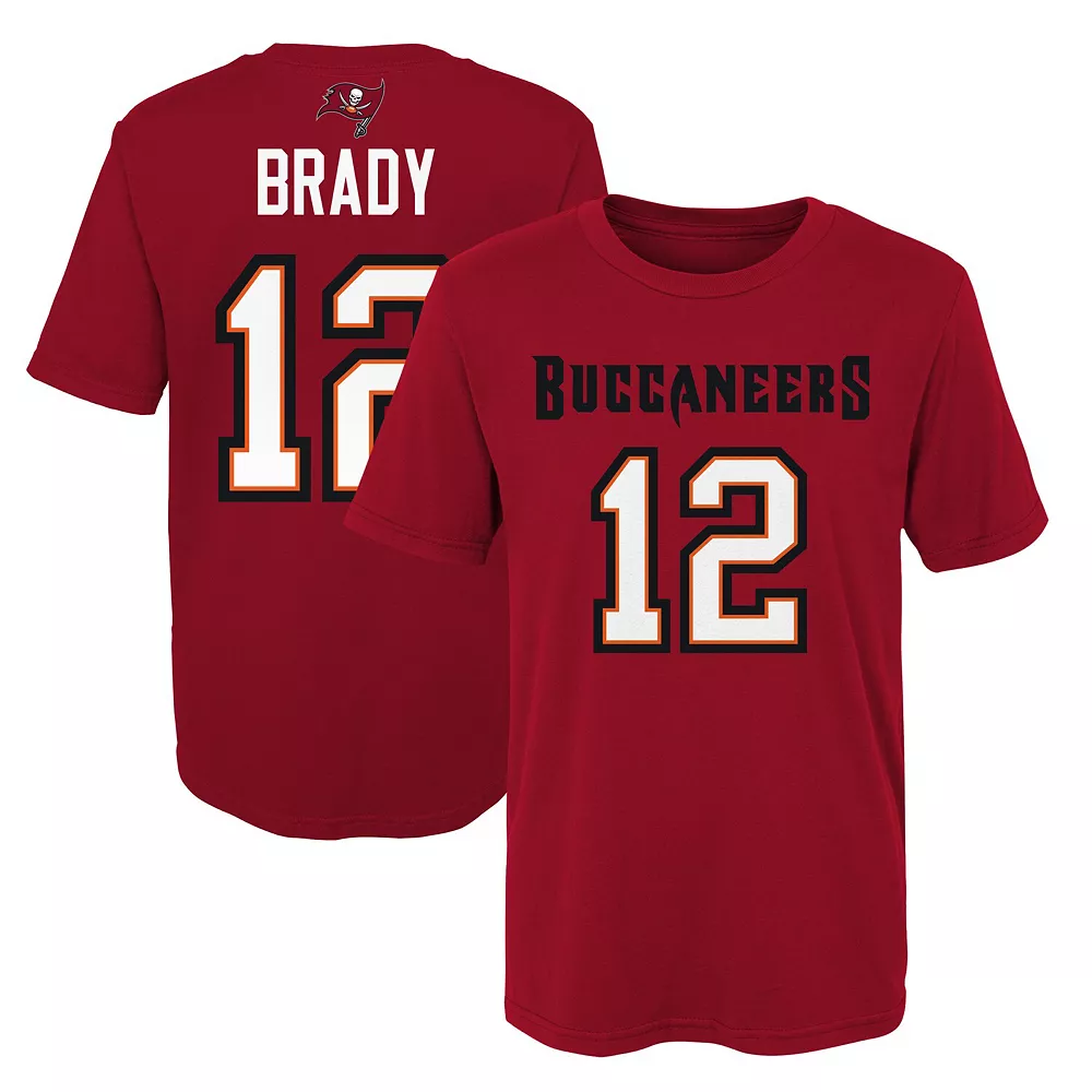 Preschool Tom Brady Red Tampa Bay Buccaneers Mainliner Player Name & Number T-Shirt 2 Preschool Tom Brady Red Tampa Bay Buccaneers Mainliner Player Name & Number T-Shirt - Image 2