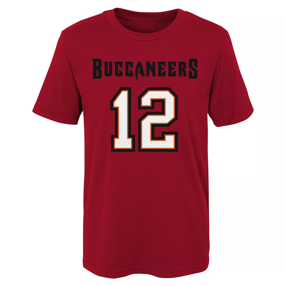 Preschool Tom Brady Red Tampa Bay Buccaneers Mainliner Player Name & Number T-Shirt 3 Preschool Tom Brady Red Tampa Bay Buccaneers Mainliner Player Name & Number T-Shirt - Image 3