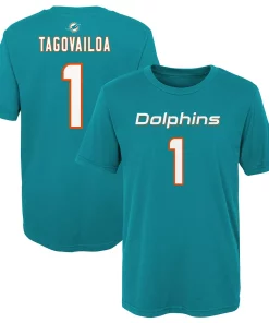 Preschool Tua Tagovailoa Aqua Miami Dolphins Mainliner Player Name & Number T-Shirt