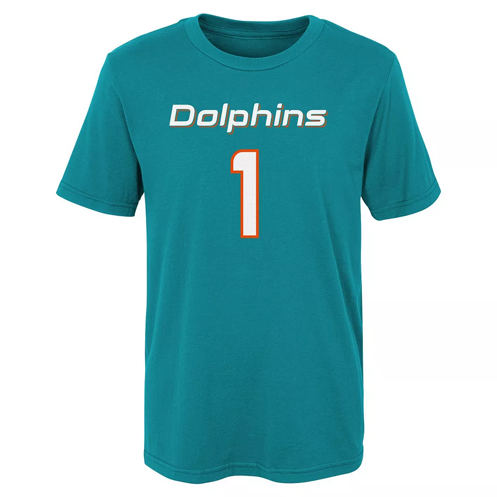 Preschool Tua Tagovailoa Aqua Miami Dolphins Mainliner Player Name & Number T-Shirt 3 Preschool Tua Tagovailoa Aqua Miami Dolphins Mainliner Player Name & Number T-Shirt - Image 3