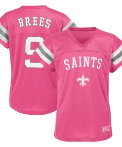 Alternative view of Girls Youth Drew Brees Pink New Orleans Saints Fashion Fan Gear V-Neck T-Shirt