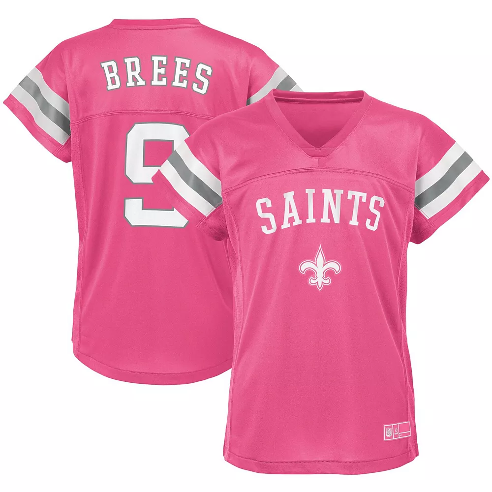 Girls Youth Drew Brees Pink New Orleans Saints Fashion Fan Gear V-Neck T-Shirt 2 Girls Youth Drew Brees Pink New Orleans Saints Fashion Fan Gear V-Neck T-Shirt - Image 2