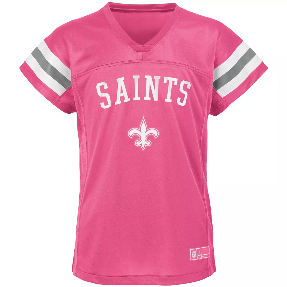 Girls Youth Drew Brees Pink New Orleans Saints Fashion Fan Gear V-Neck T-Shirt 3 Girls Youth Drew Brees Pink New Orleans Saints Fashion Fan Gear V-Neck T-Shirt - Image 3