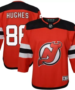 Youth Jack Hughes Red New Jersey Devils Home Premier Player Jersey -MLB Shop 4612901 ALT