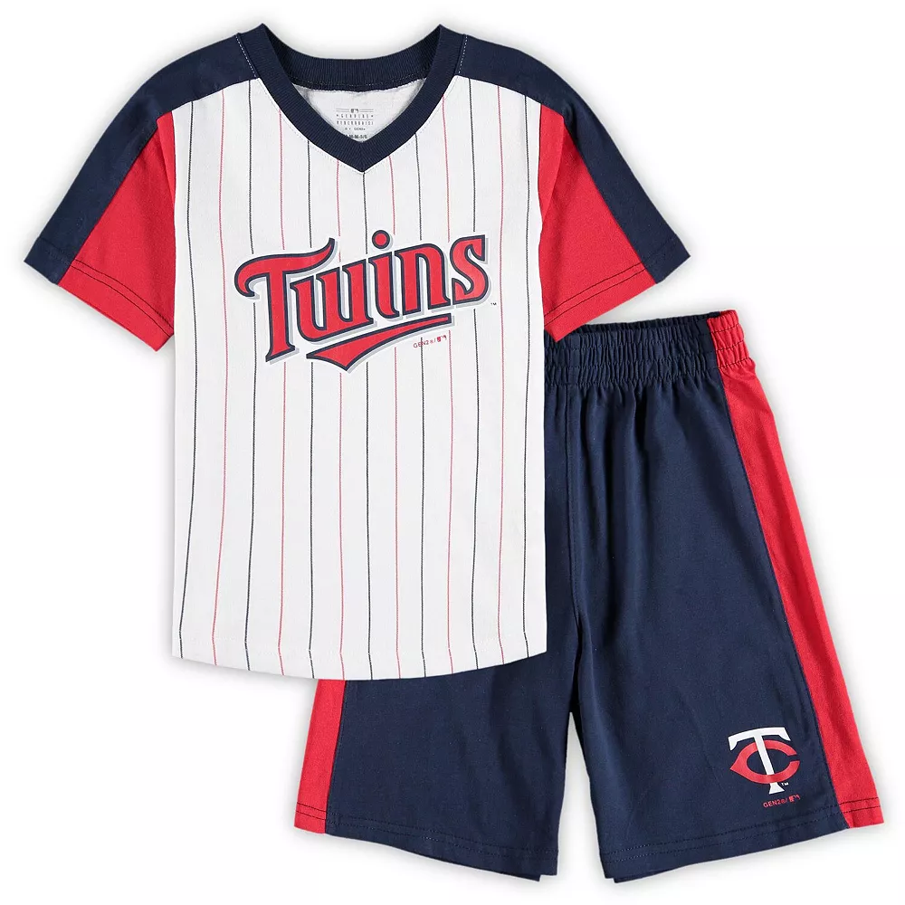 Preschool White/Navy Minnesota Twins The Lineup V-Neck T-Shirt & Shorts Set 1 Preschool White/Navy Minnesota Twins The Lineup V-Neck T-Shirt & Shorts Set