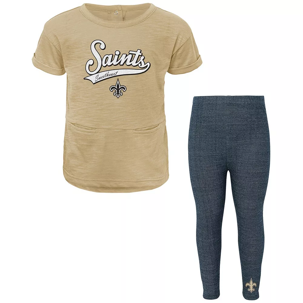 Girls Preschool Gold New Orleans Saints Diamond T-Shirt & Leggings Set 1 Girls Preschool Gold New Orleans Saints Diamond T-Shirt & Leggings Set