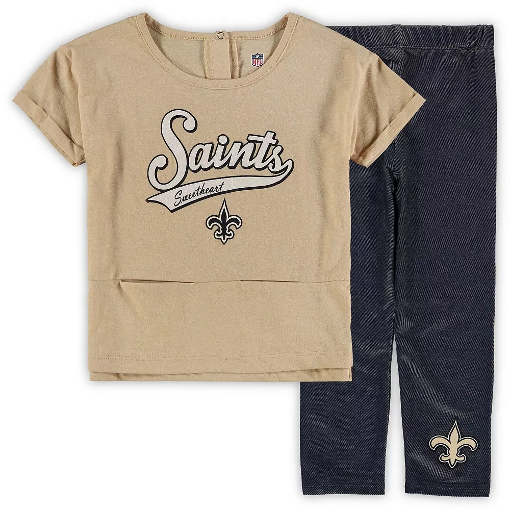 Girls Preschool Gold New Orleans Saints Diamond T-Shirt & Leggings Set 2 Girls Preschool Gold New Orleans Saints Diamond T-Shirt & Leggings Set - Image 2