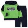 Toddler Neon Green/College Navy Seattle Seahawks Sideline Hoodie & Pants Set